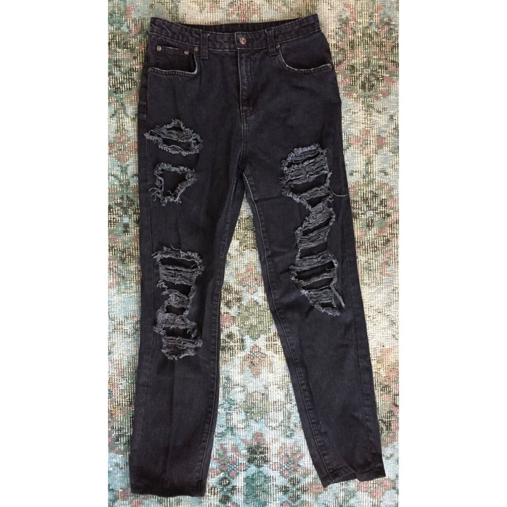 CARMAR Sz 27 High Waist Destroyed Jeans black LF STORES